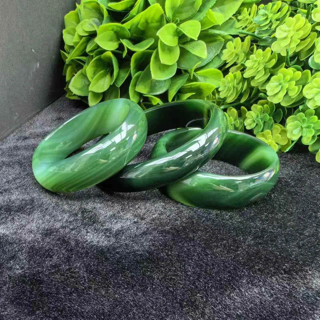 S6591【玉姐】千草灵碧健石玛瑙绿手镯-配盒-多样性发货只发一件