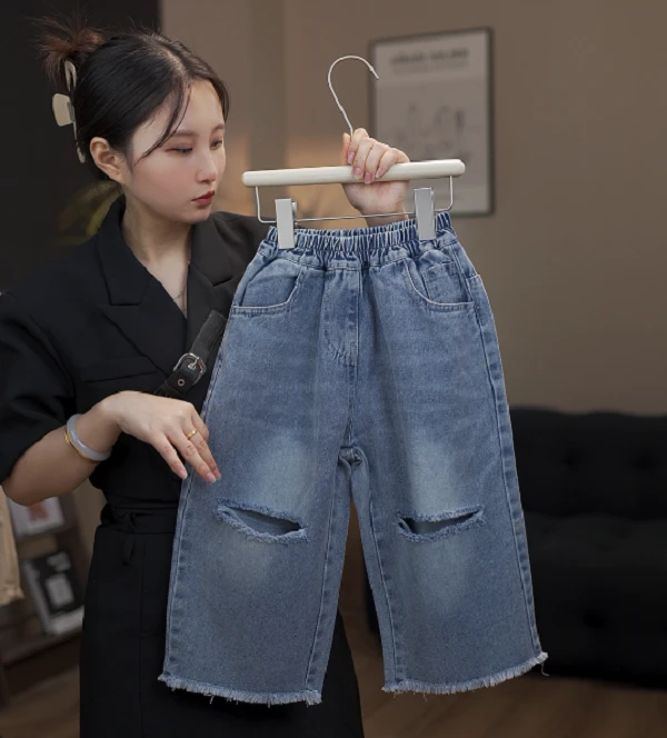 【伴幼原创】2024夏季新款小众时尚高级百搭休闲做旧牛仔裤J504