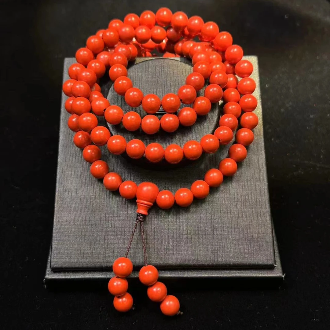 含辰砂工艺品朱砂红砂108颗吊坠手串男女同款送亲好礼