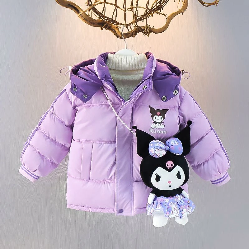 女宝库洛米棉衣儿童女童洋气宝宝棉服加厚冬季冬装加绒保暖连帽