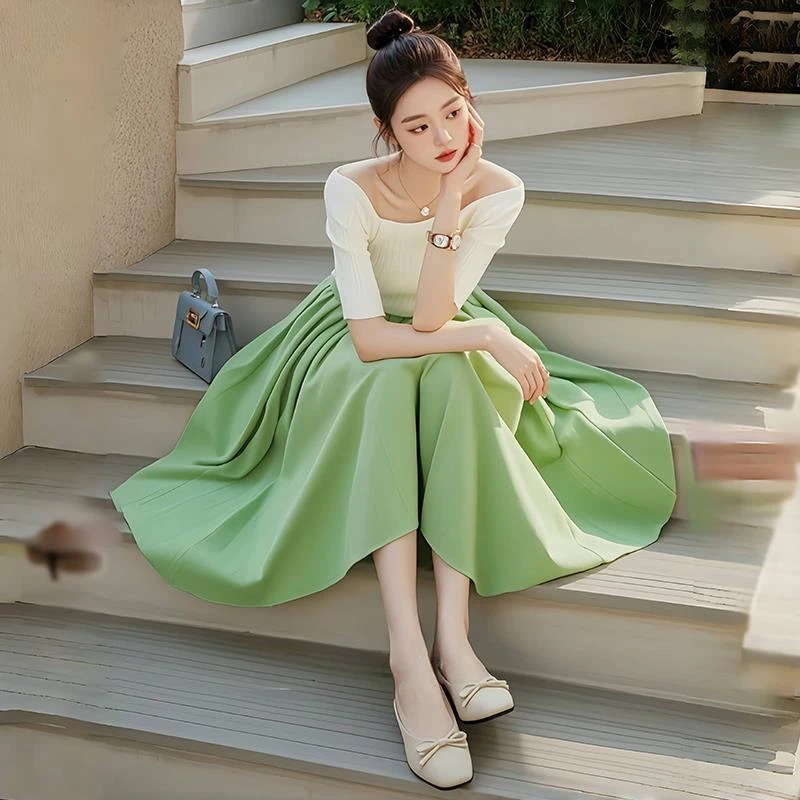 【万达撤柜】初秋季韩系氛围感穿搭连衣裙子冷淡风盐系轻熟两件套