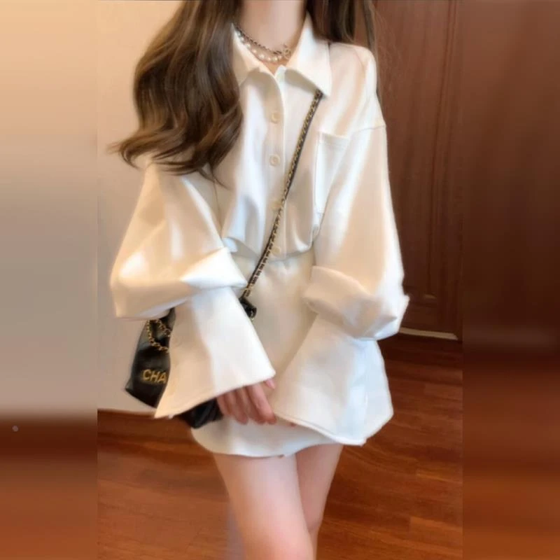 【万达撤柜】2024新款法式白色衬衫连衣裙子气质女装早秋季高级感