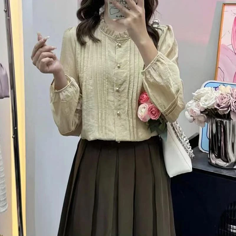 【万达撤柜】大码女装时尚法式长袖衬衫秋季胖妹妹显瘦遮肚减龄设