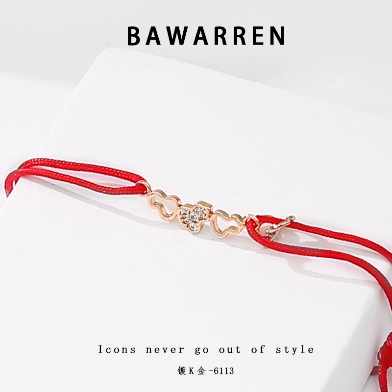 铜合金手链 精工CNC 6113-三葫芦红绳轻奢手链