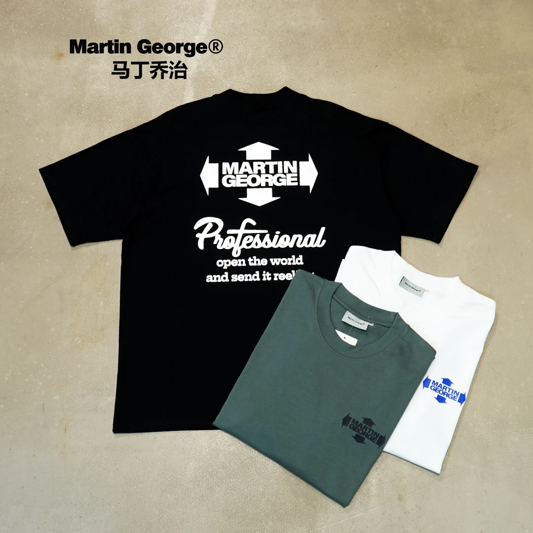 四眼仔推荐-OXFIN重磅305g双纱全棉烫银印花宽松圆领短袖T恤