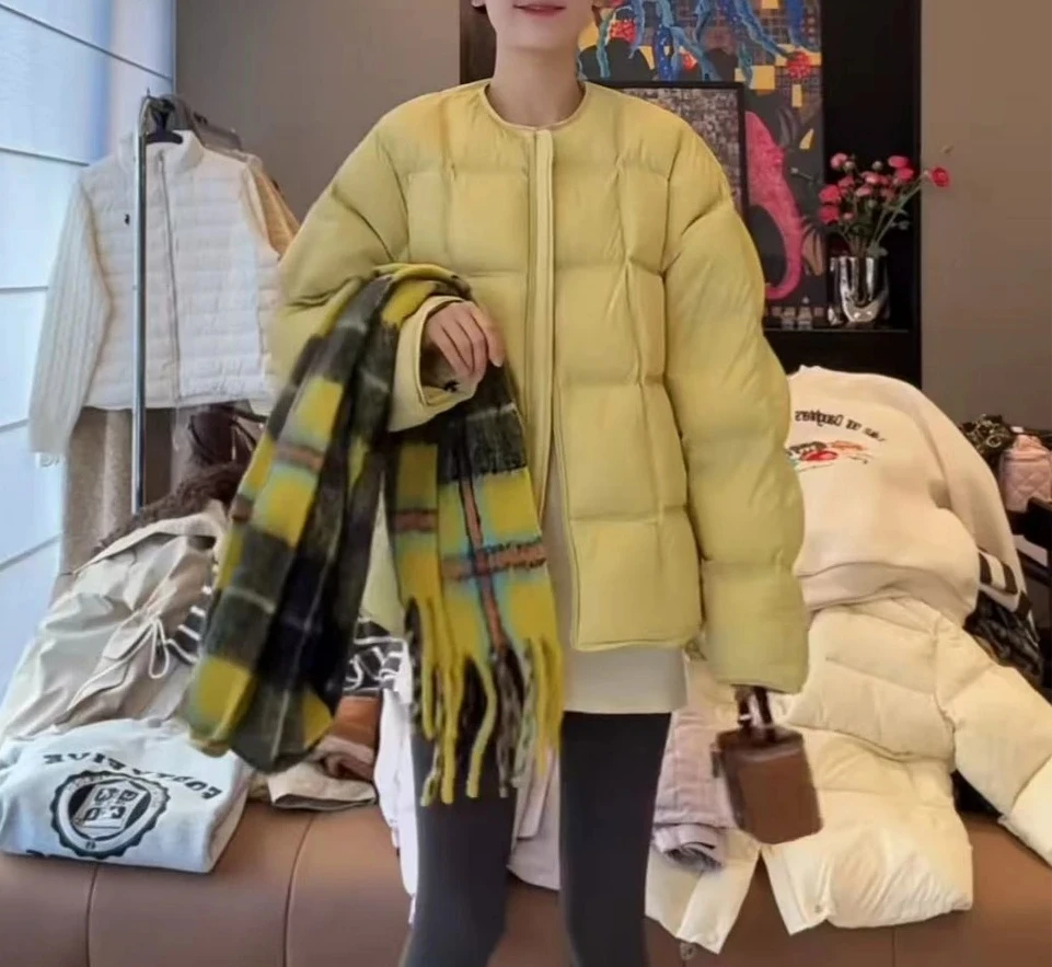 【TX】韩版拥抱温暖宽松外套秋冬2024新款时尚甜美百搭纯色蓬蓬服