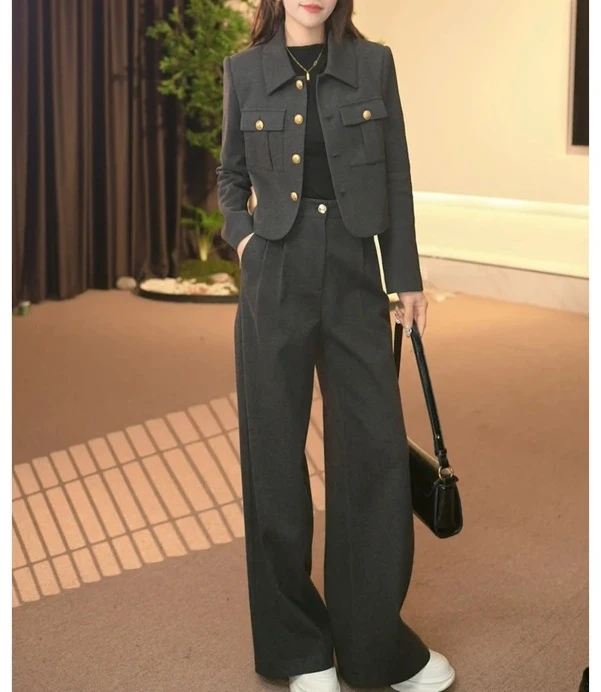 【LIANG】轻熟风穿搭轻奢高级感外套阔腿裤两件套装女洋气秋冬新款