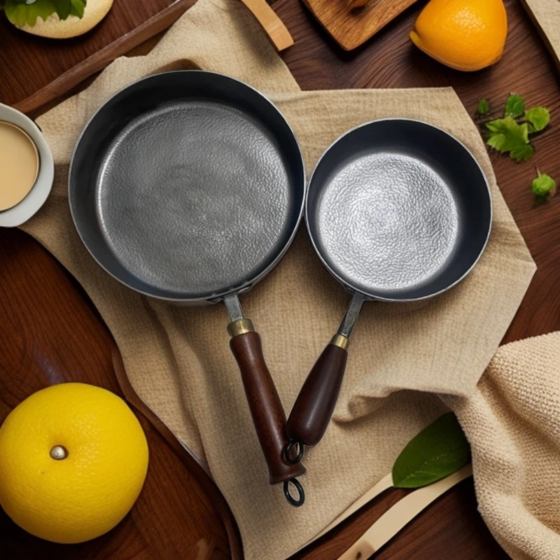 唐一社纯手工锻打平底煎锅平底锅无涂层不粘锅铸铁锅陆川铁锅同款