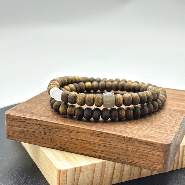 沉香炊烟袅袅｜鼎琉原创奇楠天然老料沉香苹果珠手串双圈男女同款