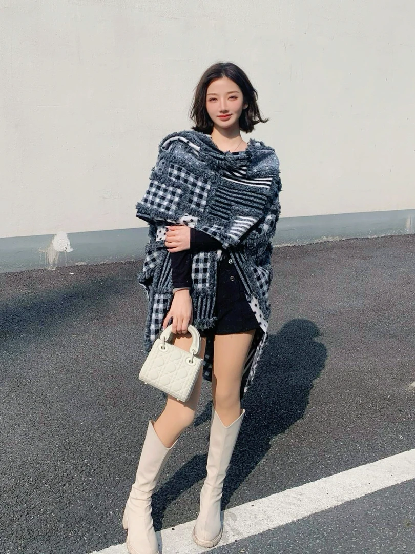 Z-10 专属链接---重工羊毛披肩女-秋冬加厚版网红风格披肩