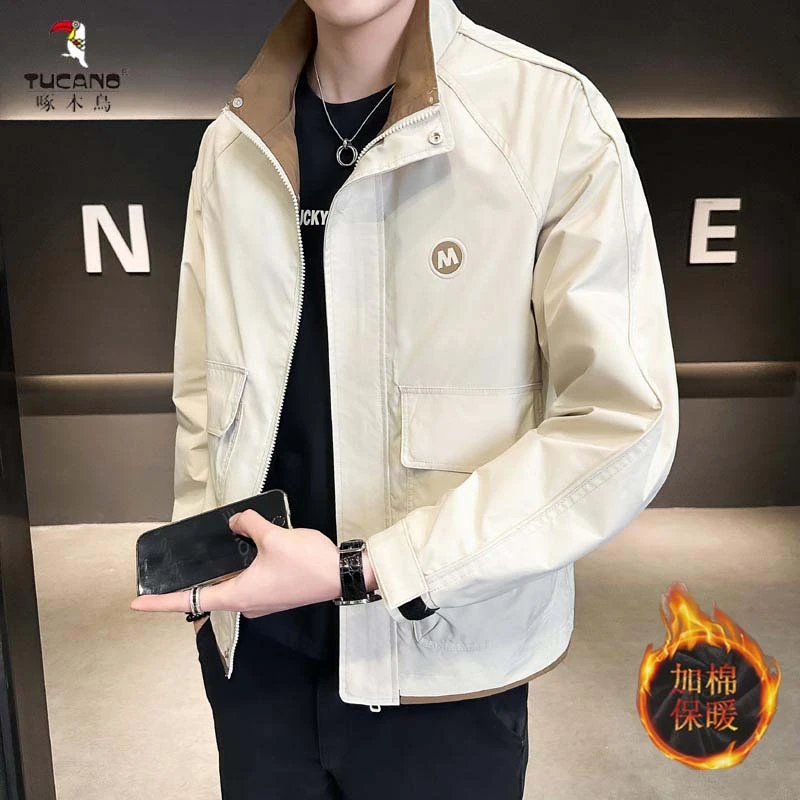 TUCANO/啄木鳥秋冬季工装夹克男外套气质百搭加棉修身拼色加厚衣