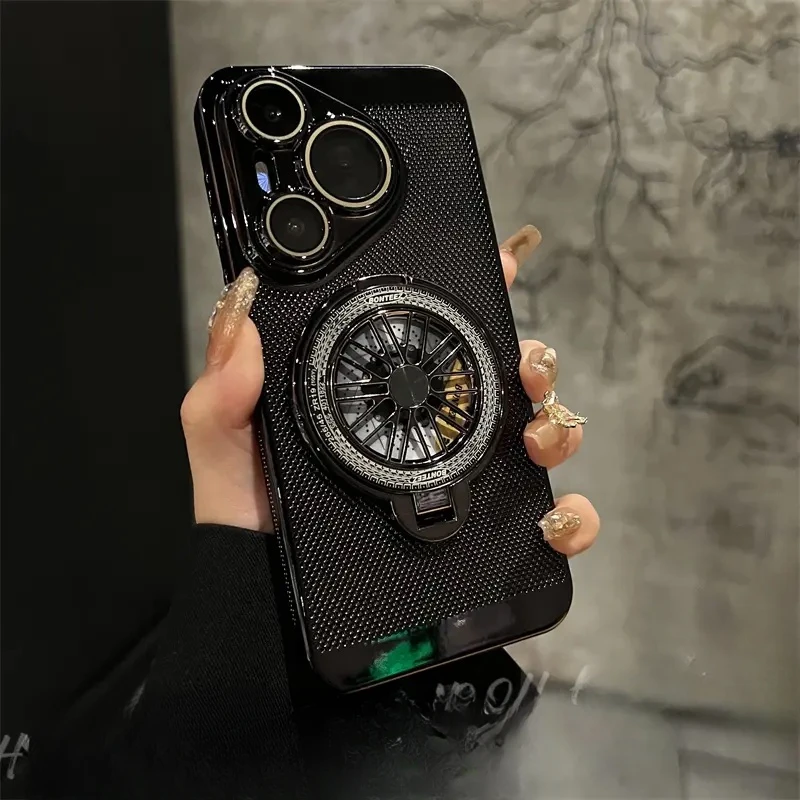 适用华为Pura70散热透气手机壳陀螺支架p70pro+超薄电镀镜头全包