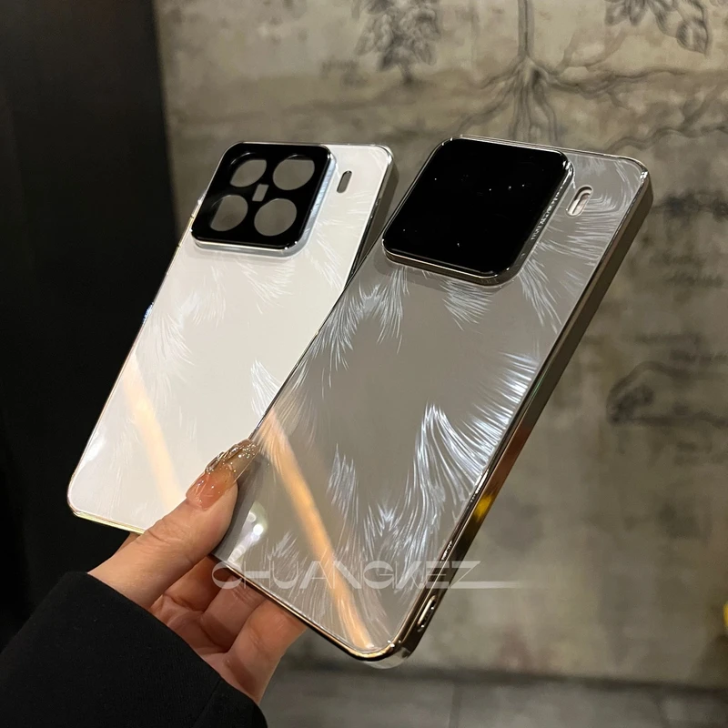 高级感适用小米15/15Pro镜头全包手机壳玻璃流光羽纱背板电镀简约