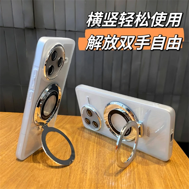 适用红米k80自带镜头膜手机壳简约懒人防摔超薄全包支架透明软壳