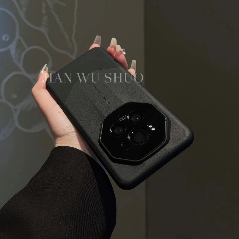 适用荣耀magic7素皮拼色手机壳magic7pro精孔镜头防摔皮纹质感ins