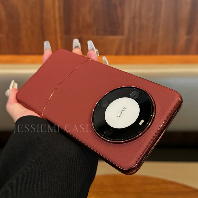 大孔镜头适用华为mate60pro手机壳素皮电镀防摔mate60全包镂空ins