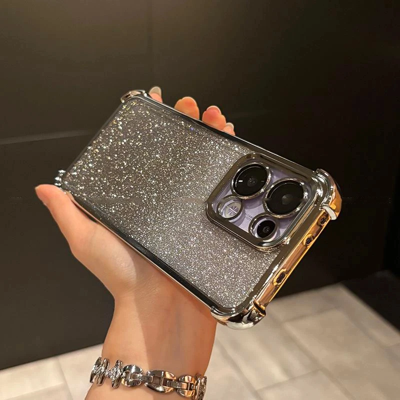 四角气囊防摔闪粉电镀适用oppoReno13/13pro手机壳镜头全包保护