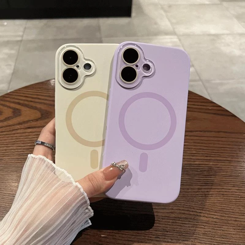 适用苹果16手机壳镜头全包15/14/13/12磁吸液态硅胶简约超薄防摔