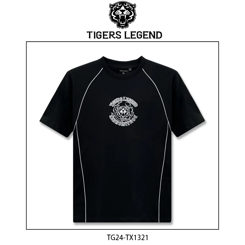TIGERS LEGEND潮牌春夏时尚休闲情侣款黑色短袖圆领男士 TX1321
