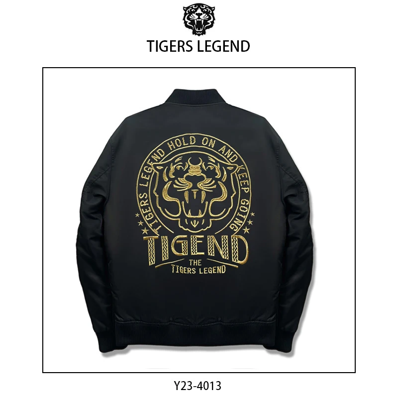 TIGERS LEGEND刺绣虎头潮牌时尚秋冬气质秋装男薄棉外套 Y23-4013