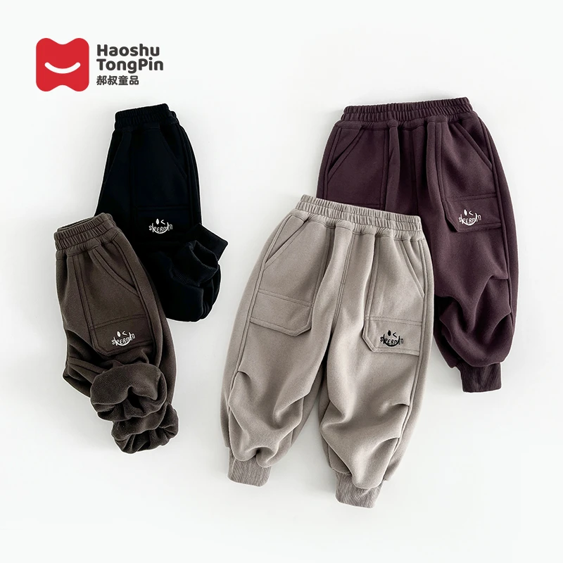 郝叔童品秋冬新款时尚男童加绒针织裤2024加厚洋气上衣潮LF4376