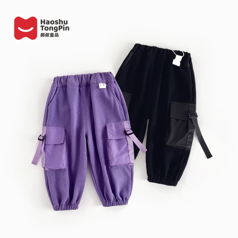 郝叔童品秋冬新款个性儿童休闲工装裤2024洋气女宝宝裤子HQ4328