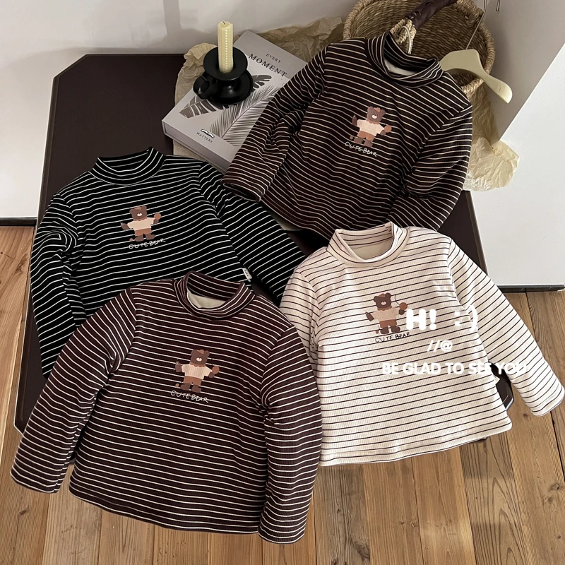 【现货】郝叔童品秋冬新款潮流网红男童夹棉打底衫2024时尚潮HZ4409