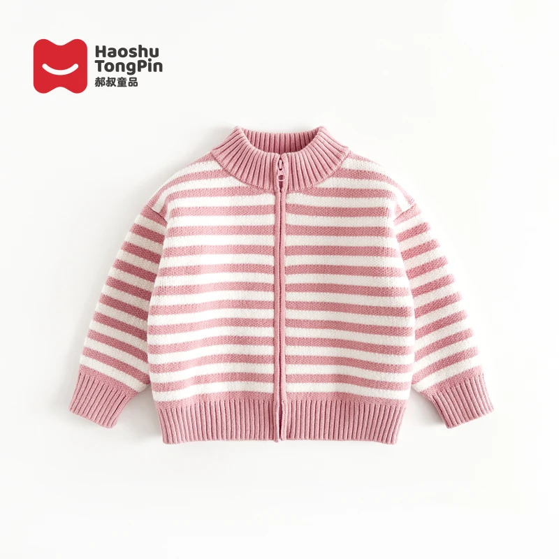 郝叔童品秋冬新款潮流女童加厚条纹毛衣2024时尚洋气韩版GD4413