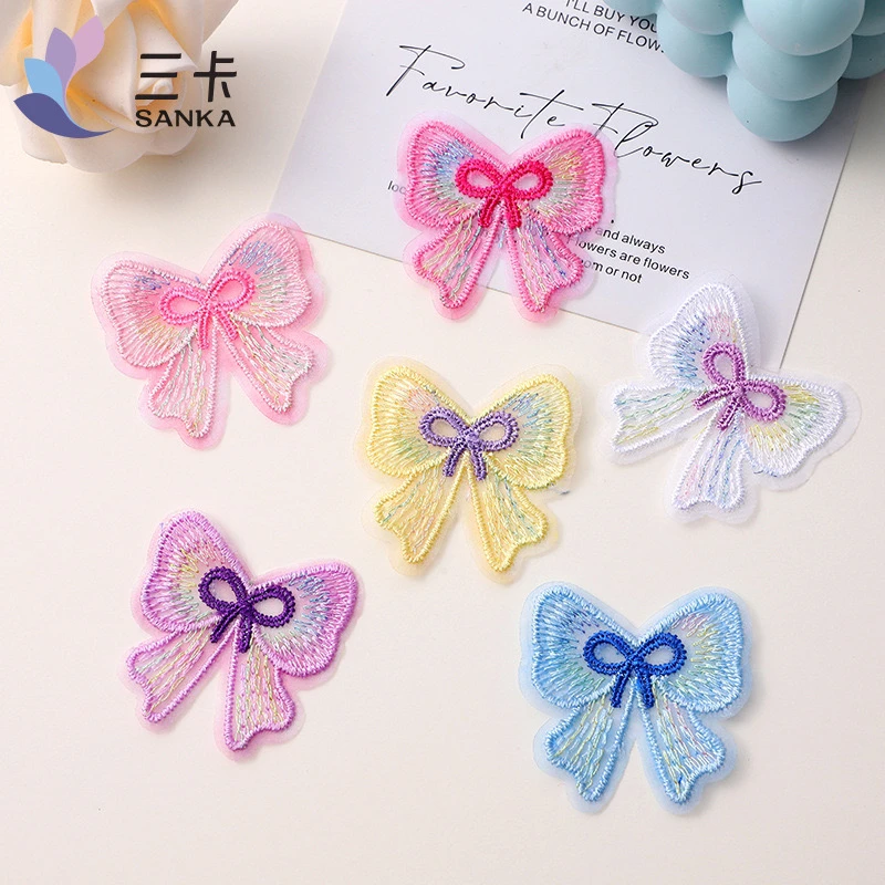 单层网纱蝴蝶结刺绣金线蝴蝶结diy手工饰品服装裙边装饰蝴蝶结