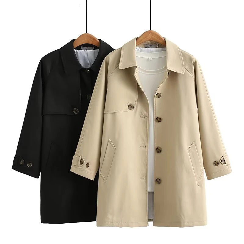 大码女装风衣外套女200斤中长款秋装新款英伦风韩版宽松气质上衣