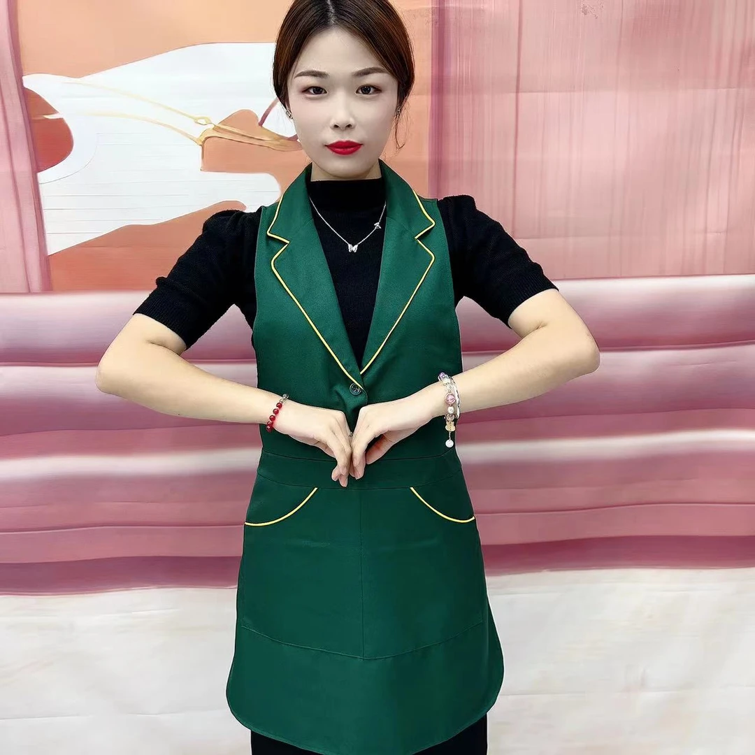 新款滚边西装翻领款式围裙【D】