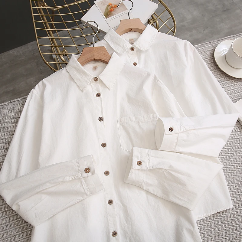 白衬衫女职业装春秋法式上班工作通勤正装上衣长袖纯棉白色衬衣女