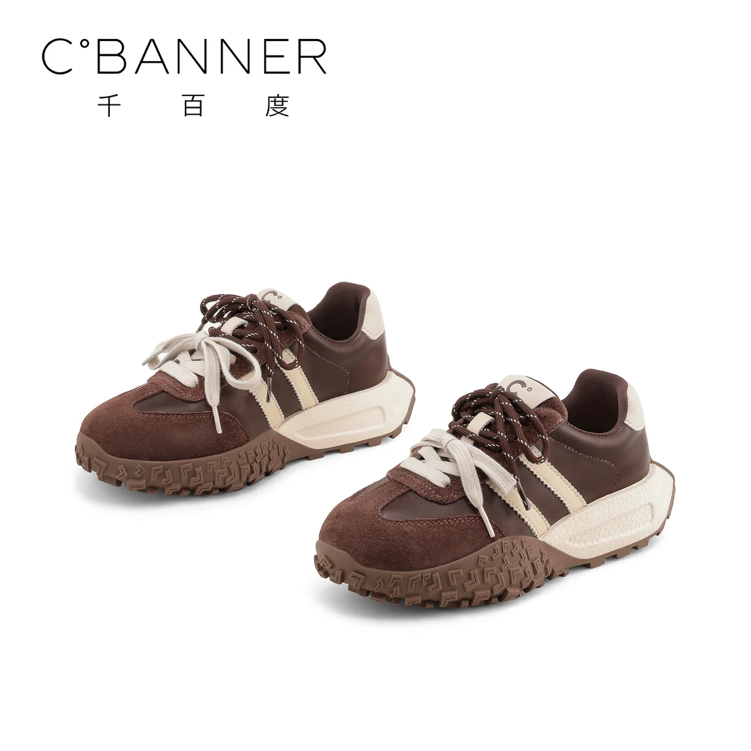 C.BANNER/千百度双鞋带潮鞋时尚休闲鞋女士2025新款系带运动鞋