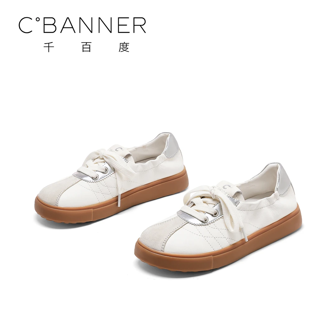 C.BANNER/千百度薄款透气平底休闲鞋女士2025夏季新款软底德训鞋