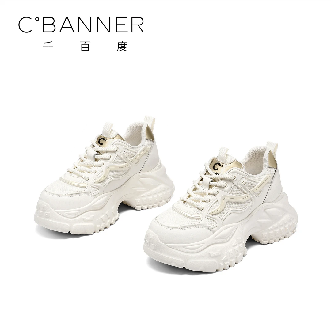 C.BANNER/千百度简约百搭老爹鞋2025新款女鞋舒适休闲鞋运动鞋