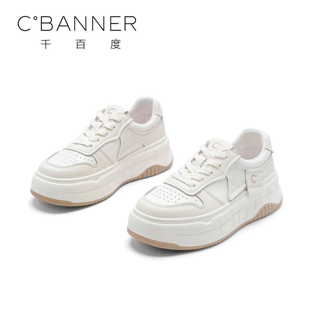 C.BANNER/千百度运动鞋女25新款时尚百搭双层组合底拼色休闲鞋