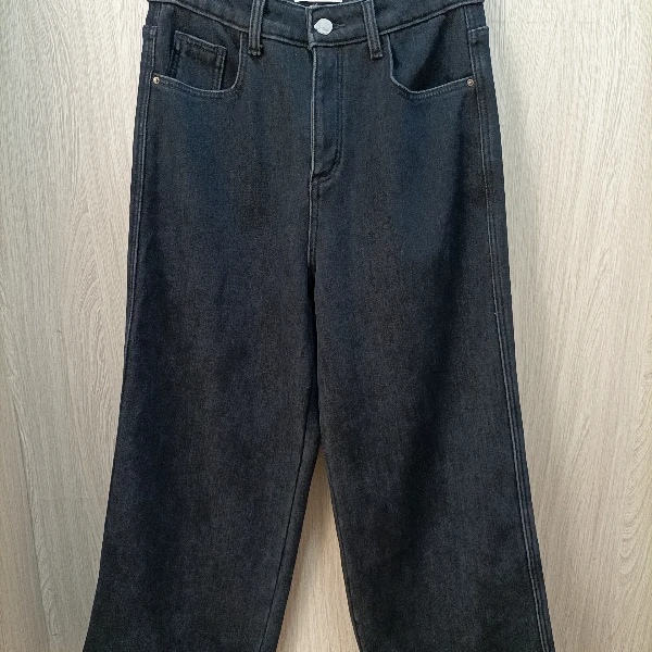 胖向向冬装新款9888时尚洋气款边拼接豹纹高腰宽腿牛仔裤