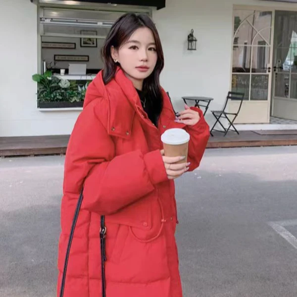 胖向向冬装新款9911时尚洋气款大口袋腰收绳连帽休闲百搭棉袄