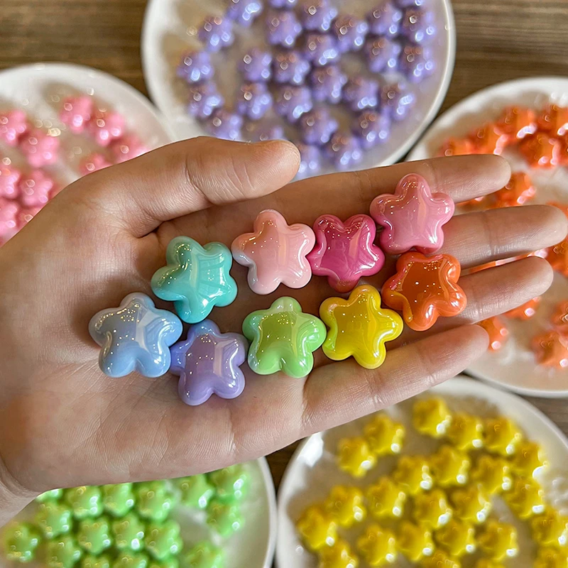 DIY饰品配件奶油糖豆胖花朵彩色半孔儿童发饰电镀亚克力发绳材料