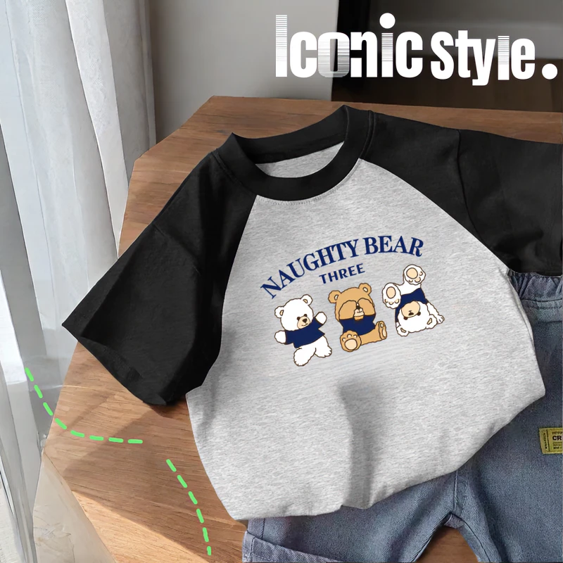 儿童宝宝夏季纯棉短袖T恤男女童洋气半袖洋气印花圆领韩版打底衫