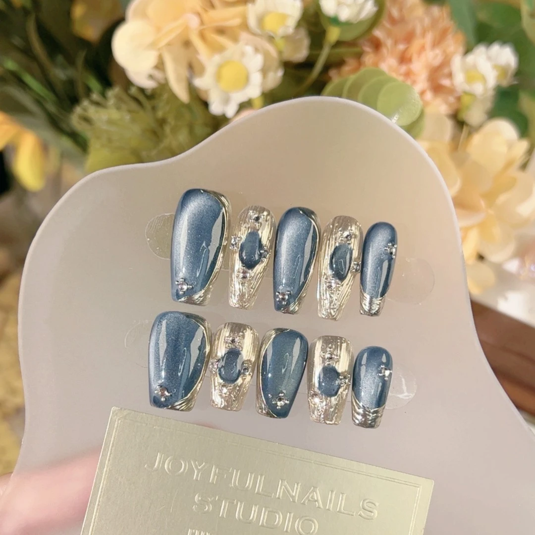 【奇迹湖蓝】手工穿戴甲秋冬显白指甲贴光疗甲美甲贴片