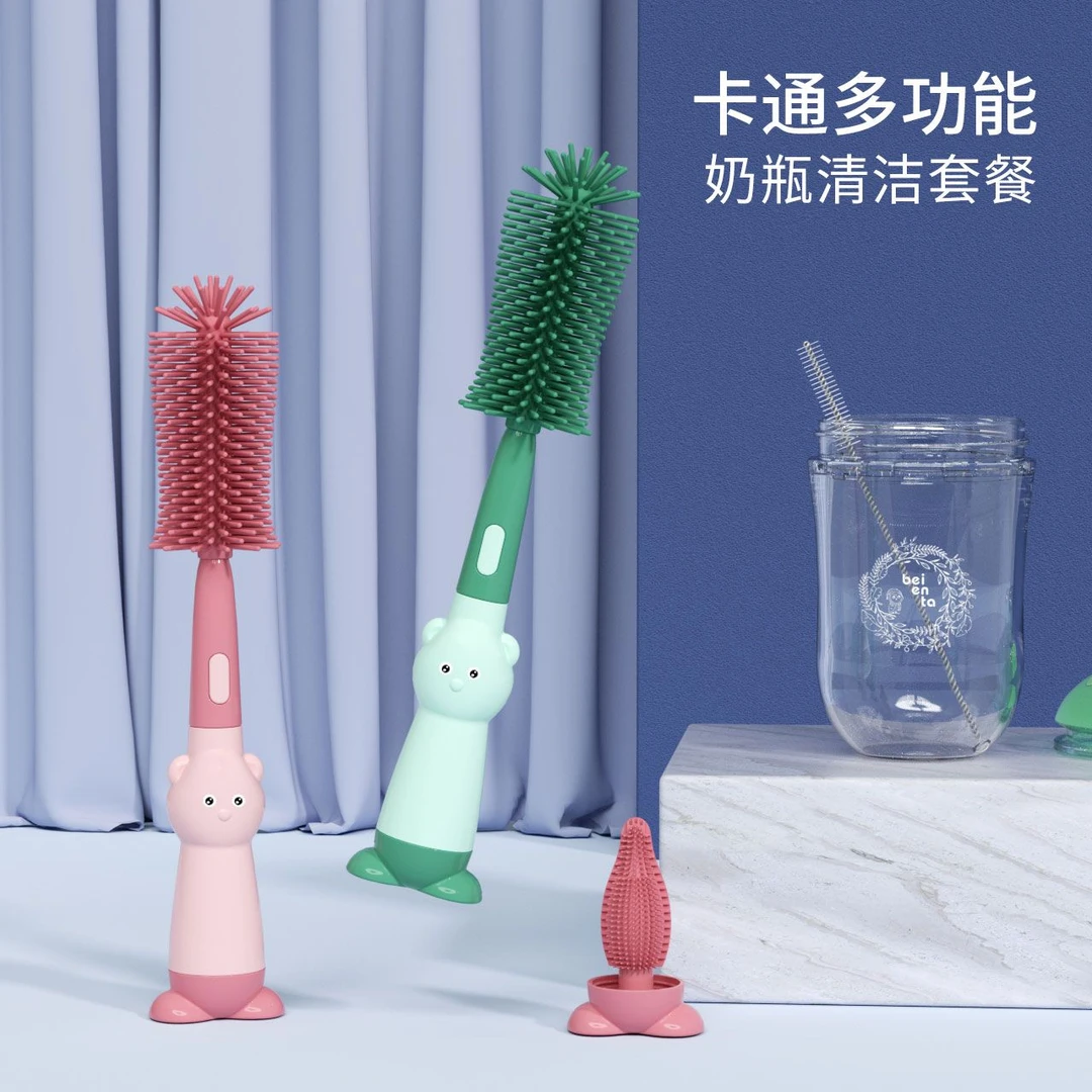 硅胶奶瓶刷三合一多功能奶瓶刷子硅胶奶嘴刷吸管刷清洁洗杯子神器