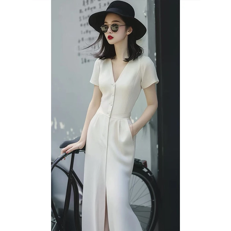 L04（夏季清仓）夏季新品短袖连衣裙高级感超好看法式气质今年流行