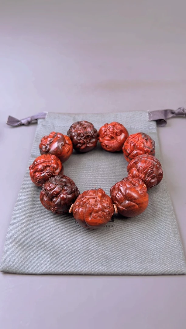 【闪购商品】檀香紫檀（小叶紫檀）手串/手链印度小叶紫檀龙生九子3