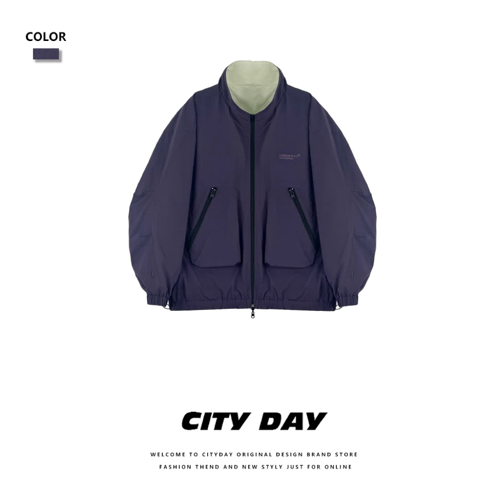 CityDay【潮灰私订】6001春季新款冲锋衣双面穿男防泼水情侣外套