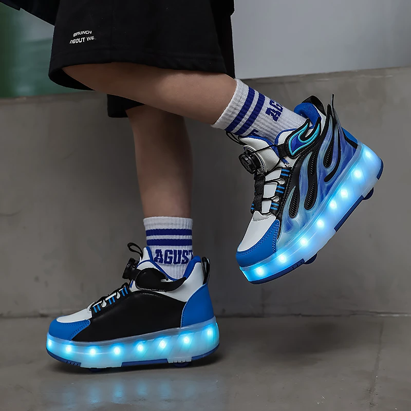 暴走鞋男童2025新款春秋儿童滑轮运动鞋轮滑鞋四轮学生爆走鞋男孩