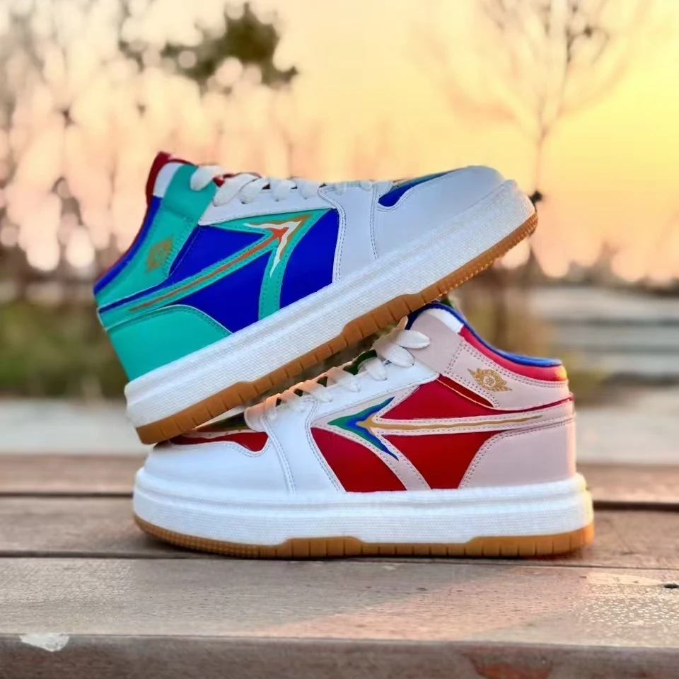 单飞燕秋冬新款高帮彩虹爆米花毽子鞋大白毽专用鞋保暖耐磨运动鞋