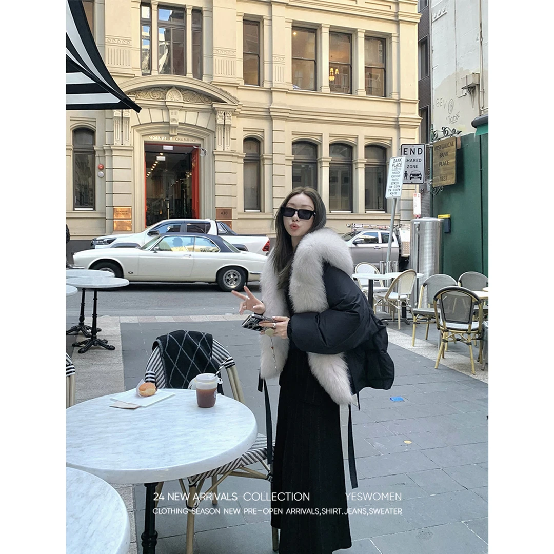 YESWOMEN【达】泡芙外套·宽松显比例 狐狸毛大翻可拆XYF1149A3957