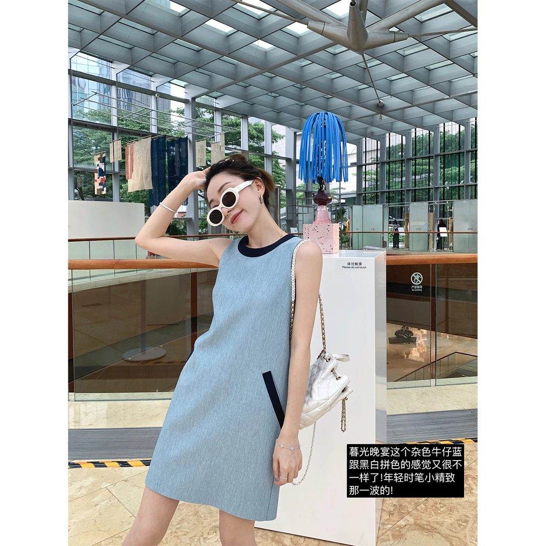 YESWOMEN【DA】【暮光晚宴】简约髙级香香背心裙撞色边耐XY1335D3190