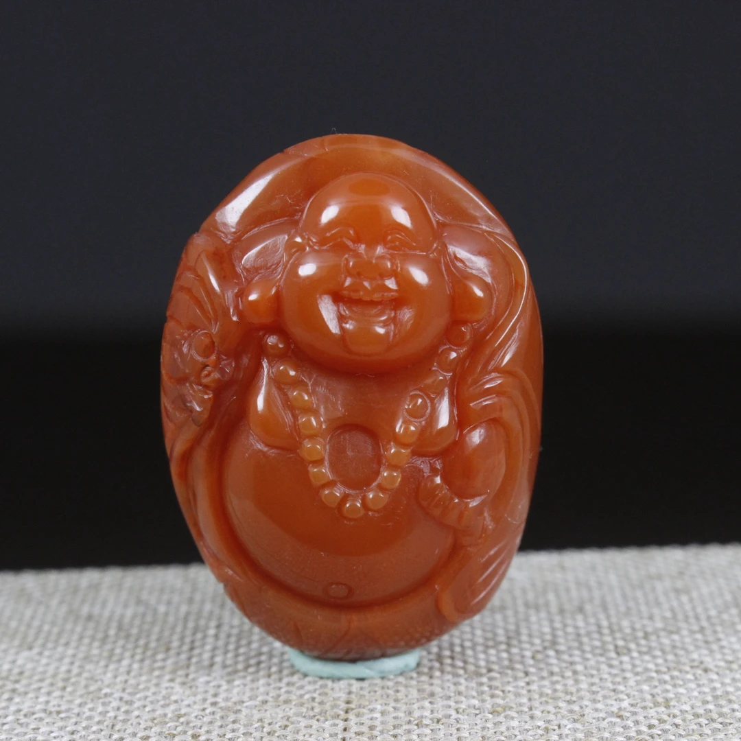一物一图保真南红玛瑙实拍满肉瓦西柿子红金刚雕刻弥勒佛笑佛开心